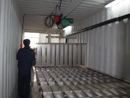 Containerized brine system block ice making machine