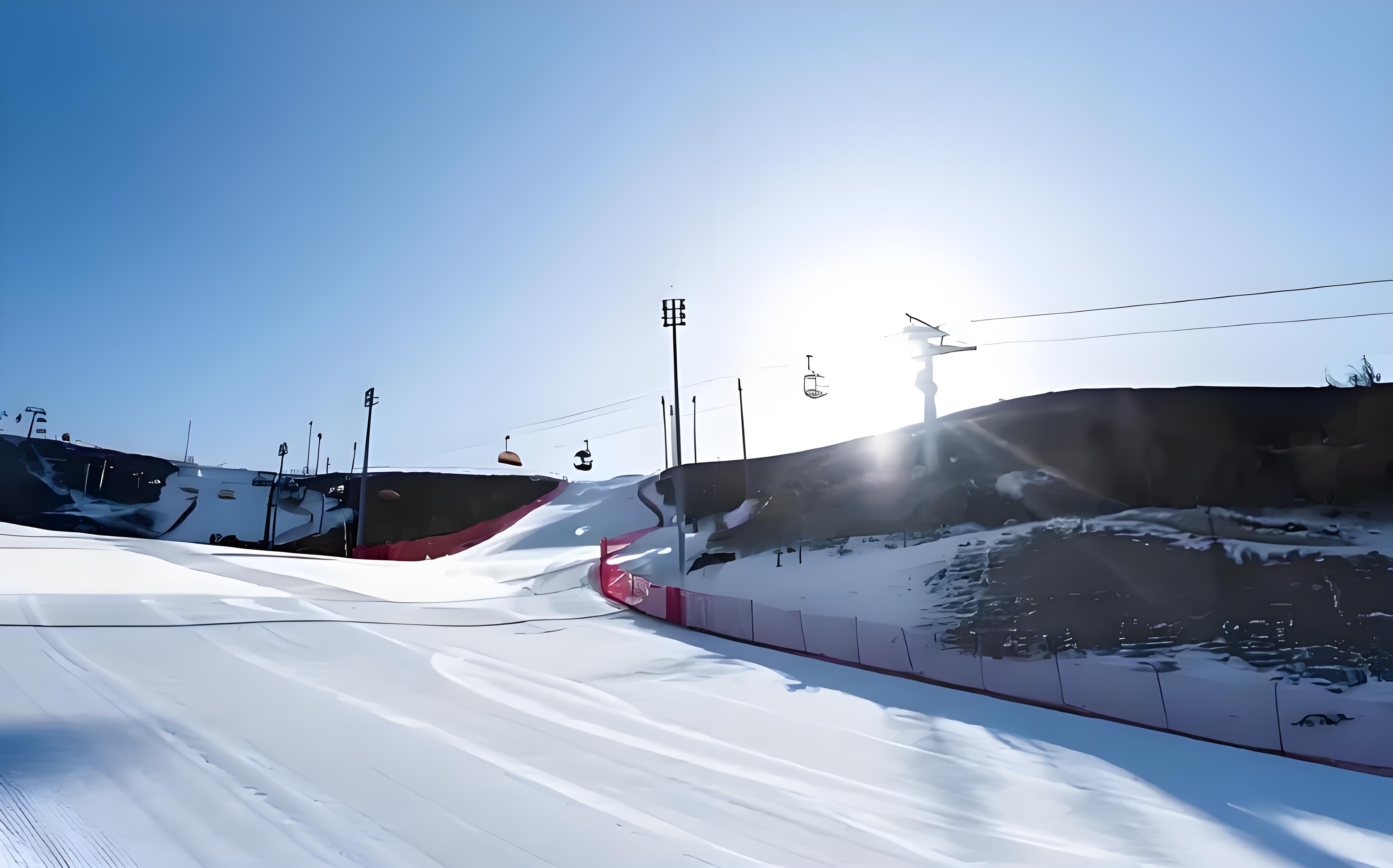 Outdoor ski resort using Focusun snow making machines to create stable artificial snow slopes