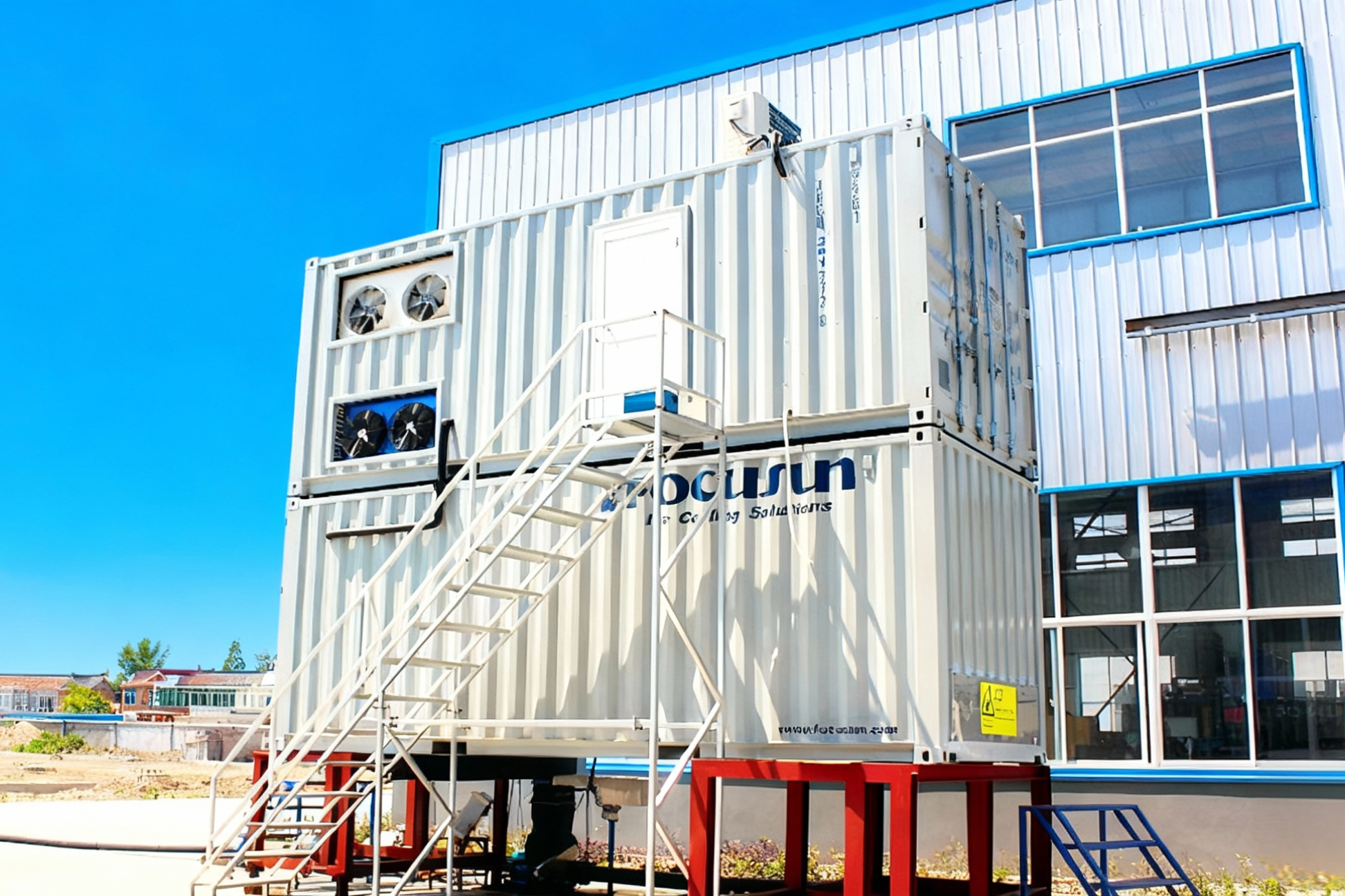 Containerized snow making machine by Focusun designed for commercial artificial snow production