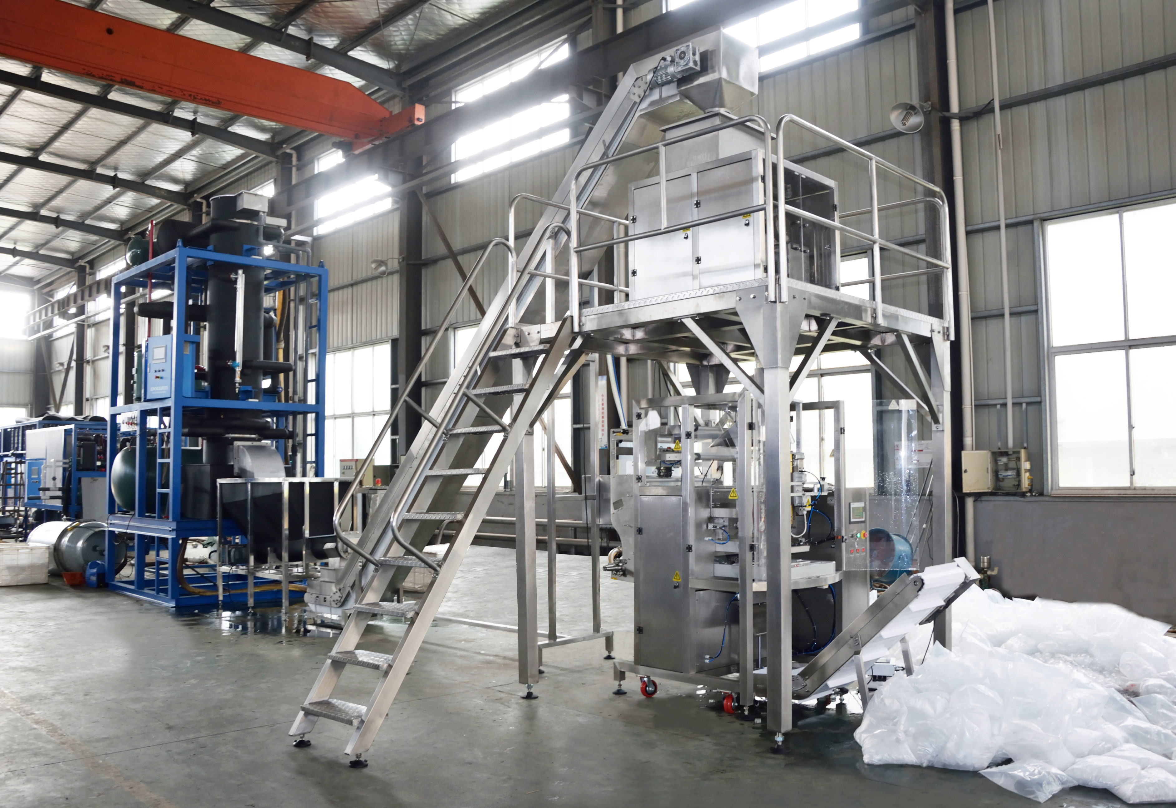 Fully automatic ice packaging machine with PLC control system for high-capacity ice bagging