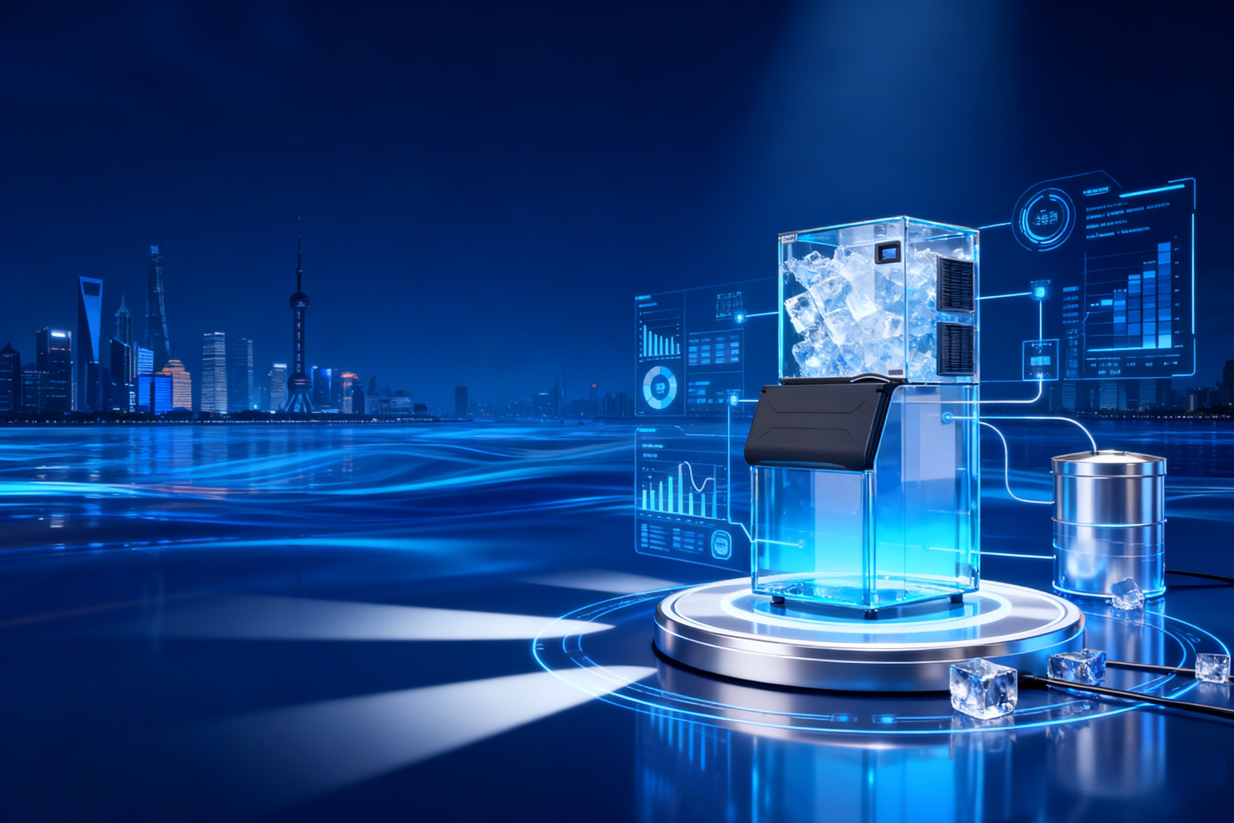 High-efficiency cube ice maker machine designed for commercial ice production and industrial use