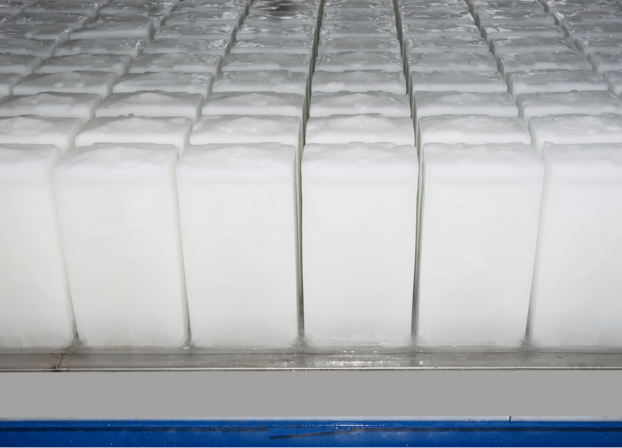 large solid block ice used for seafood preservation and cold chain transport