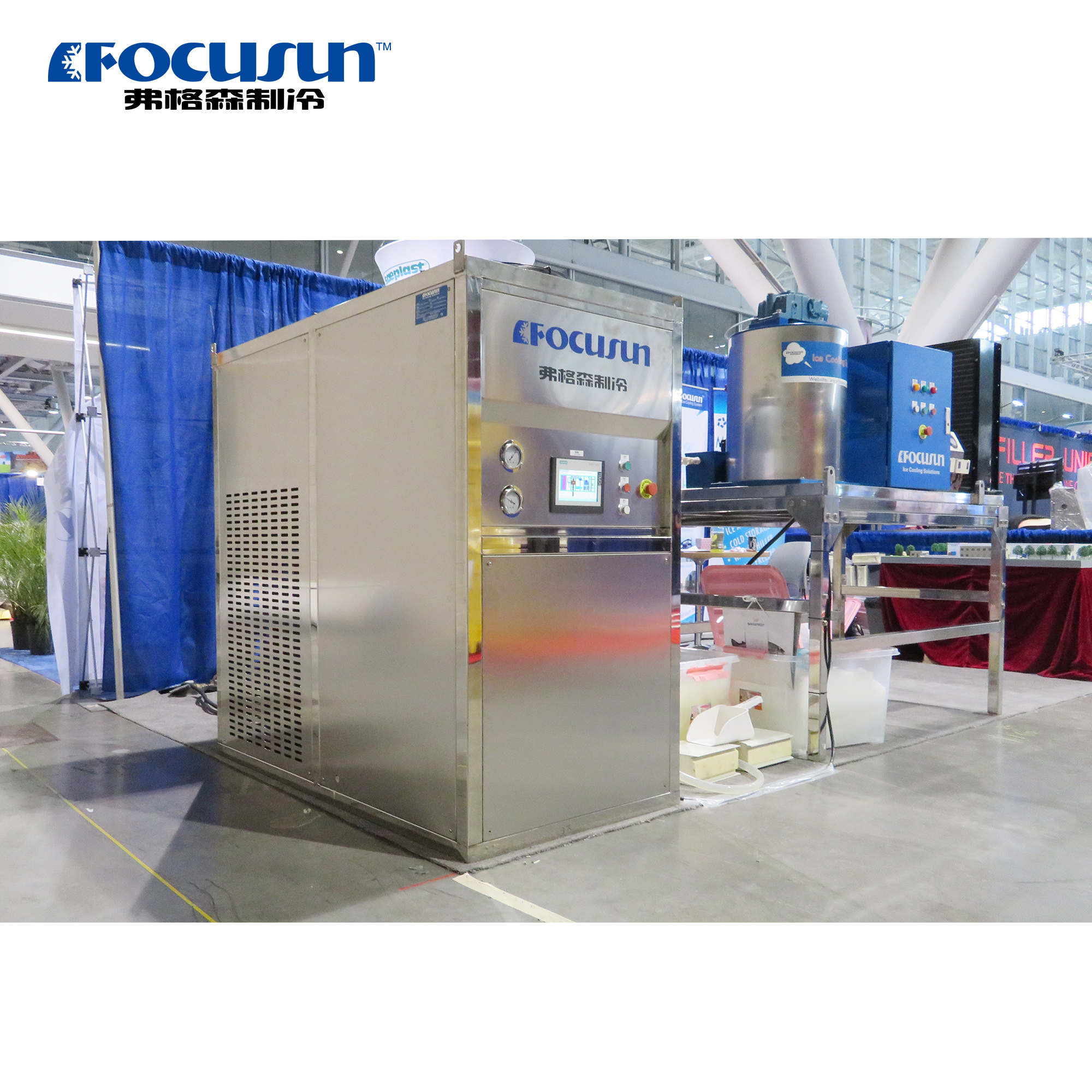 high capacity slurry ice maker producing fluid ice for food processing plants