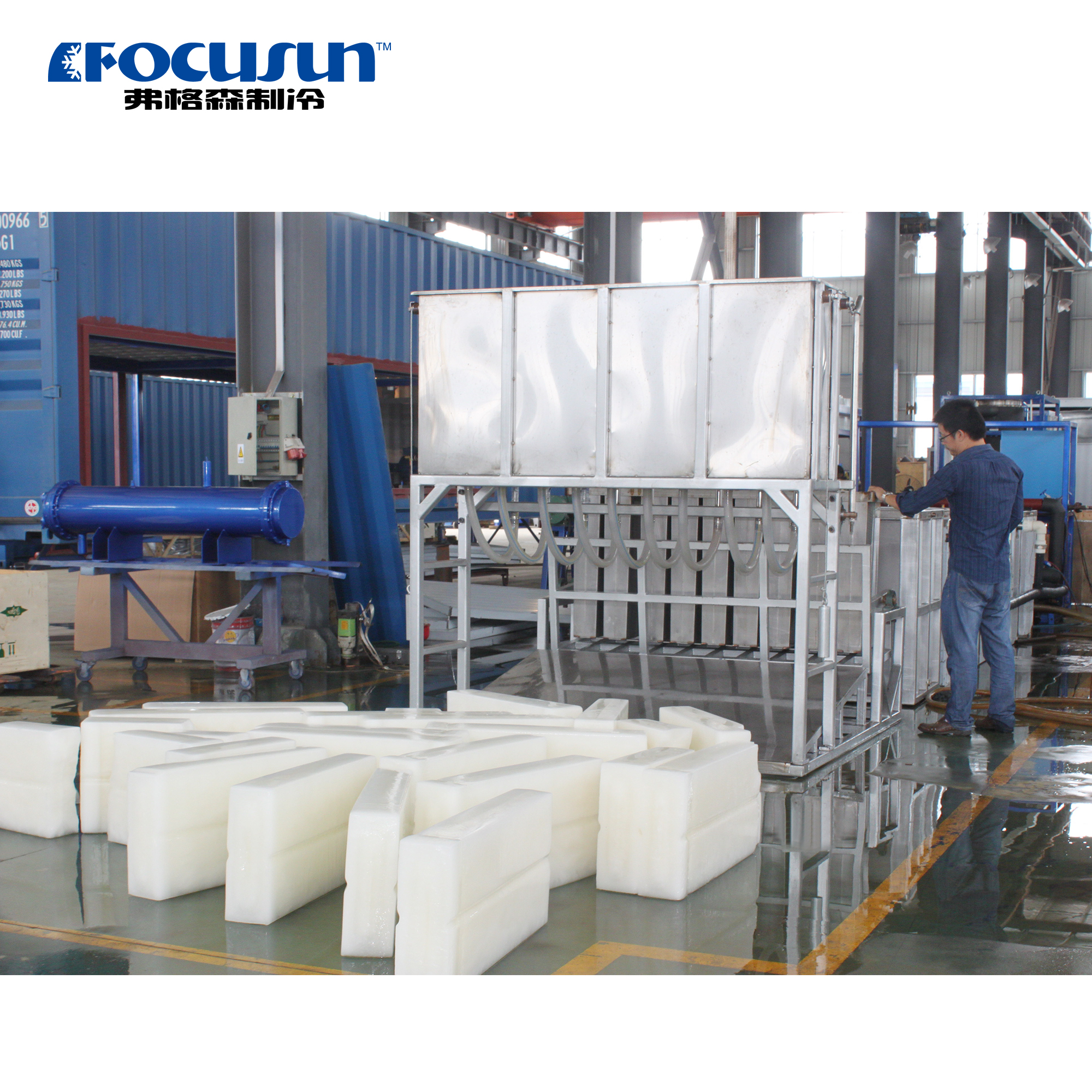 industrial brine system block ice machine for large-scale seafood and cold chain storage