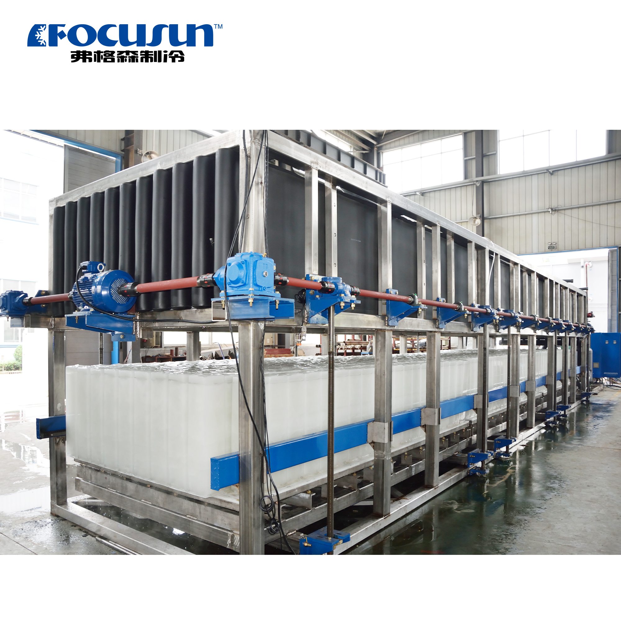 Stainless steel block ice machine equipped with food-grade aluminum evaporator plates