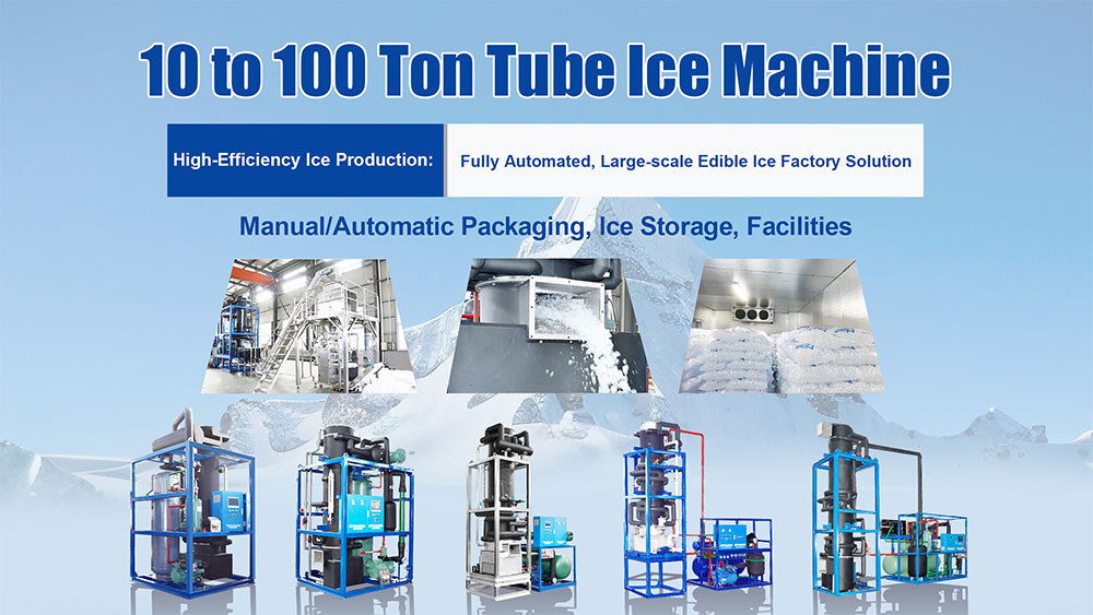 Focusun industrial tube ice machine for fishery and seafood preservation