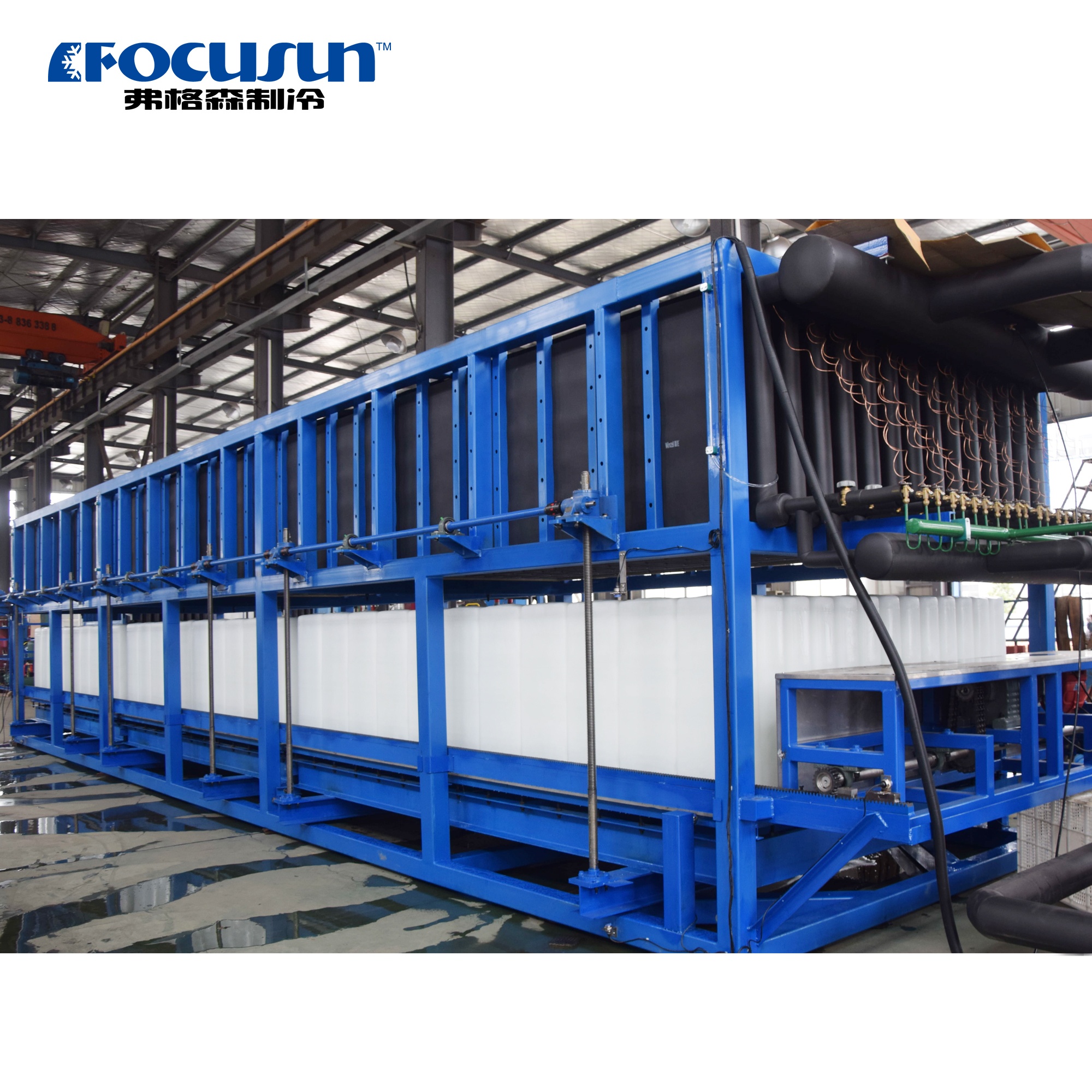 High-capacity block ice maker machine used in fisheries and industrial refrigeration